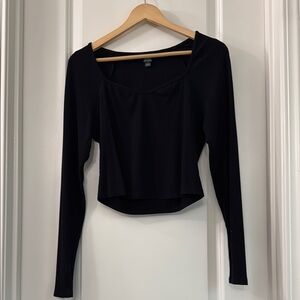 Wild Fable Ribbed Black Long Sleeve Tee